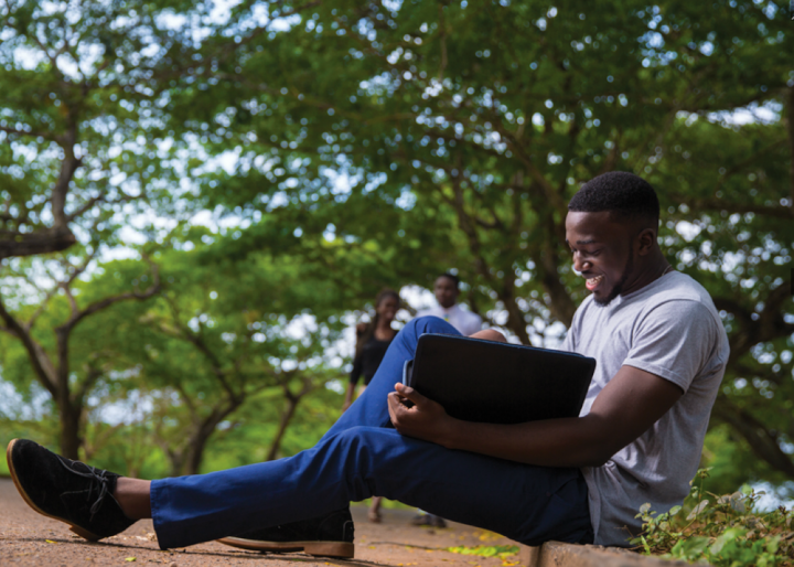 A student studying independently