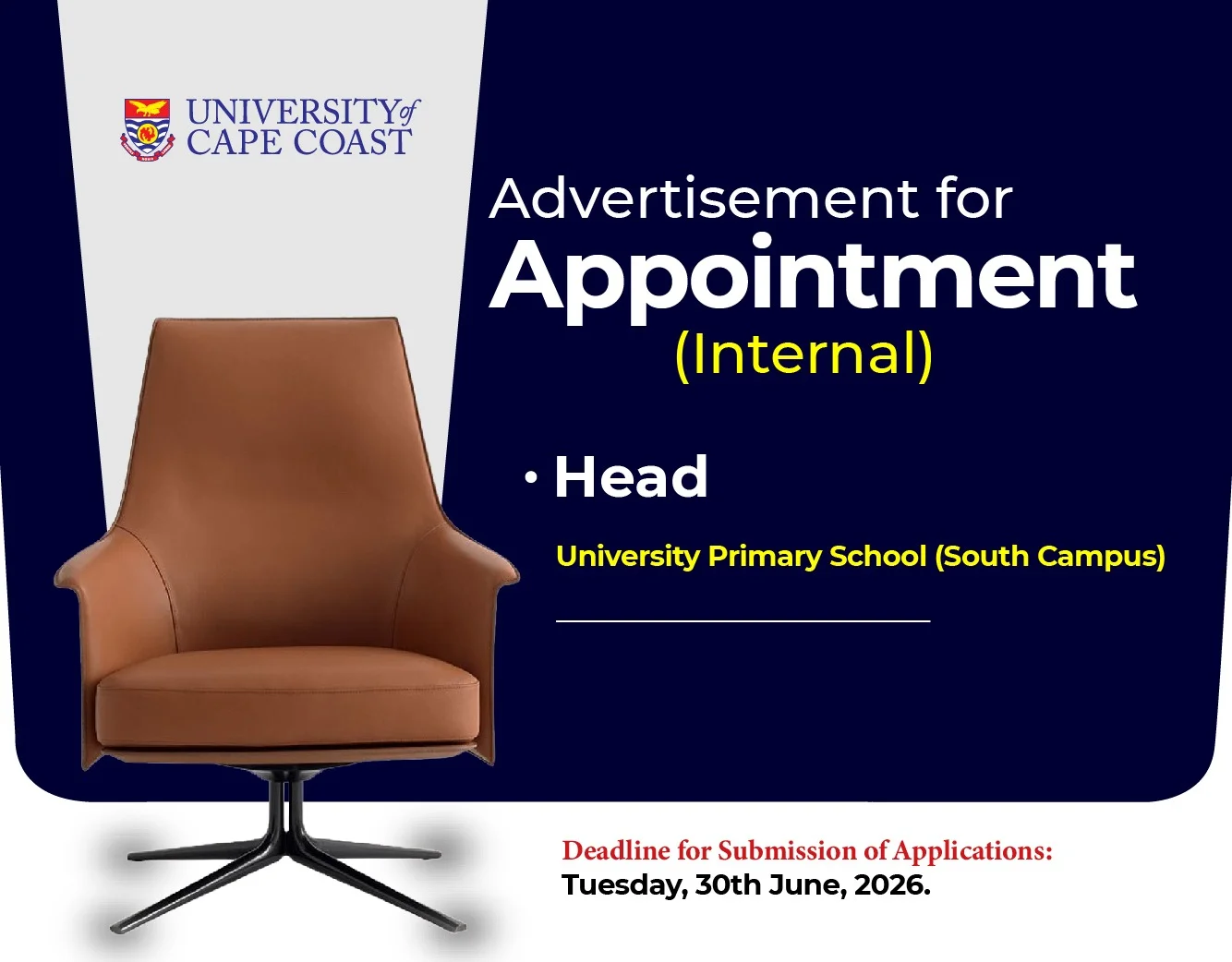 Internal Advertisement -Appointment of Head, University Primary School (south Campus)