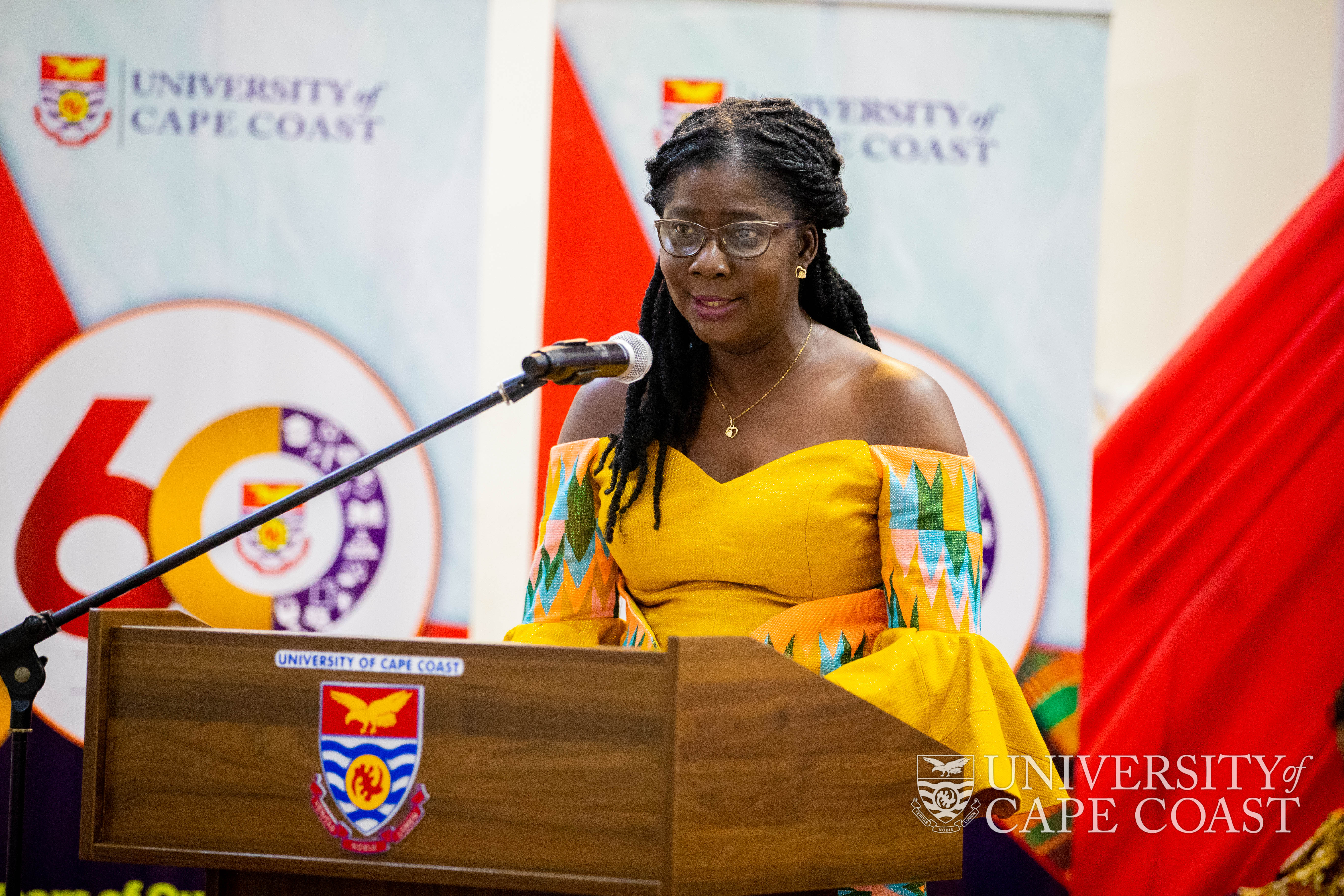 Pro VC-UCC, Prof Mrs. Rosemond Boohene speaking at the Long Service and Awards Ceremony