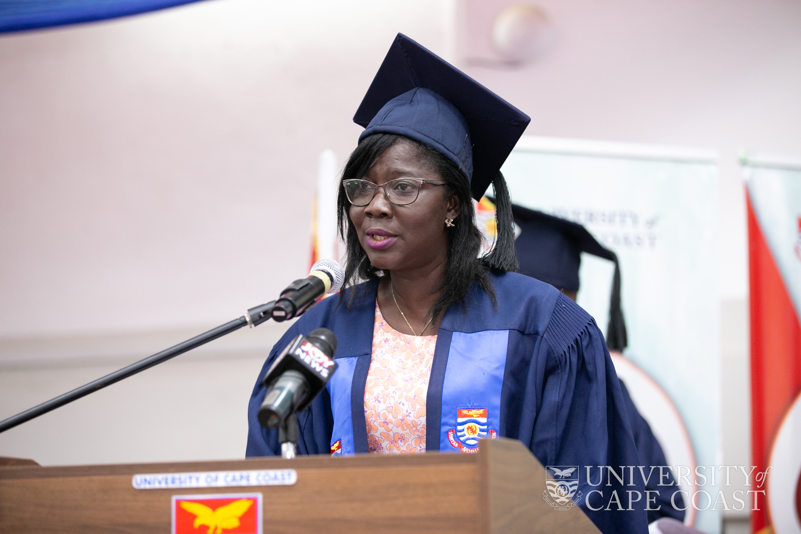 Pro VC-UCC, Prof. Rosemond Boohene, delivering her speech at the Matriculation