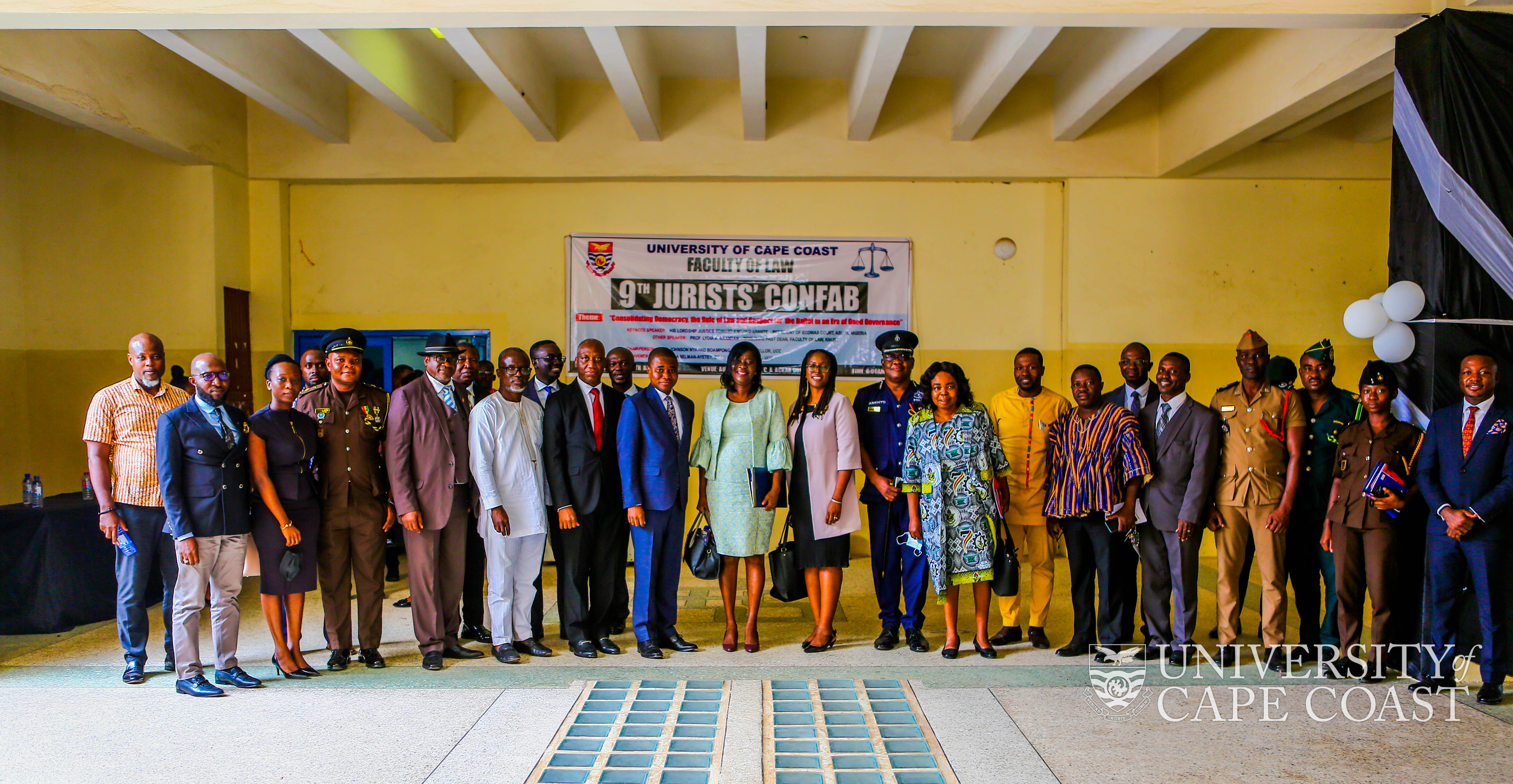 Pro VC-UCC, Prof Rosemond Boohene (in green, centre) in a group photo with some dignitaries and faculty at the Confab