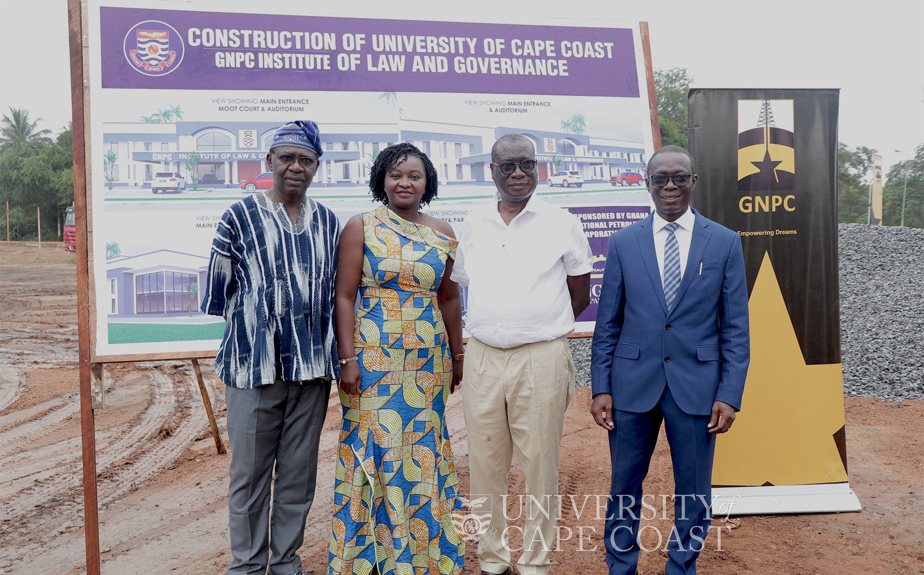 The Central Regional Minister, Hon. Justina Marigold Assan, The CEO of GNPC, Dr Kofi Koduah Sarpong and the Vice-Chancellor, Prof. Johnson Nyarko Boampong