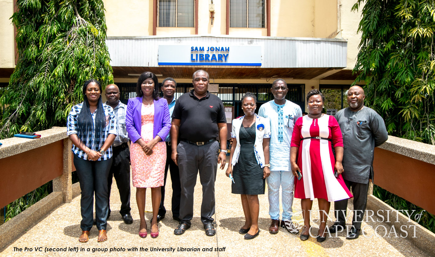 The Pro VC (second left) in a group photo with the University Librarian and staff