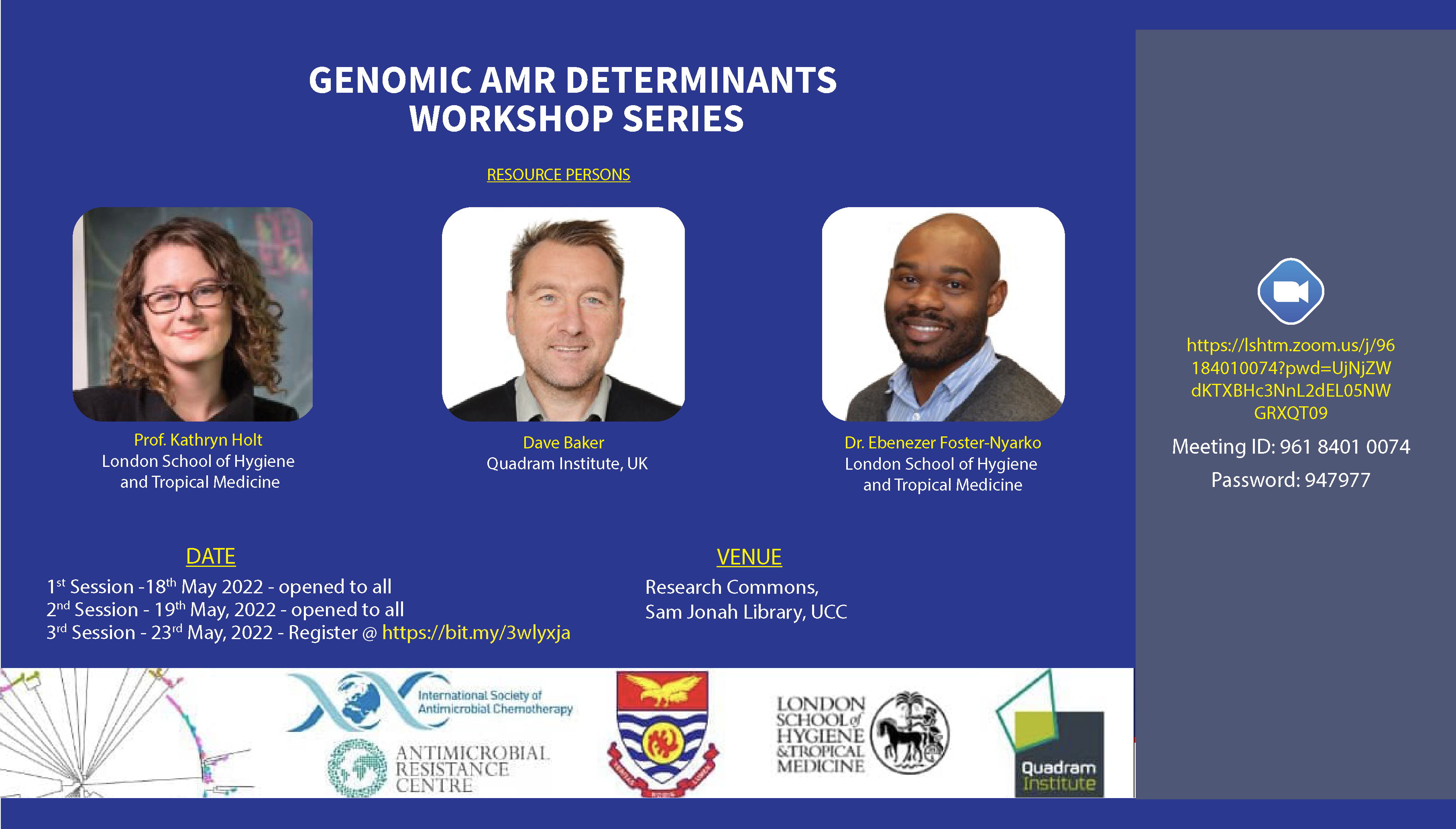 Genomic AMR Determinants Workshop Series at UCC
