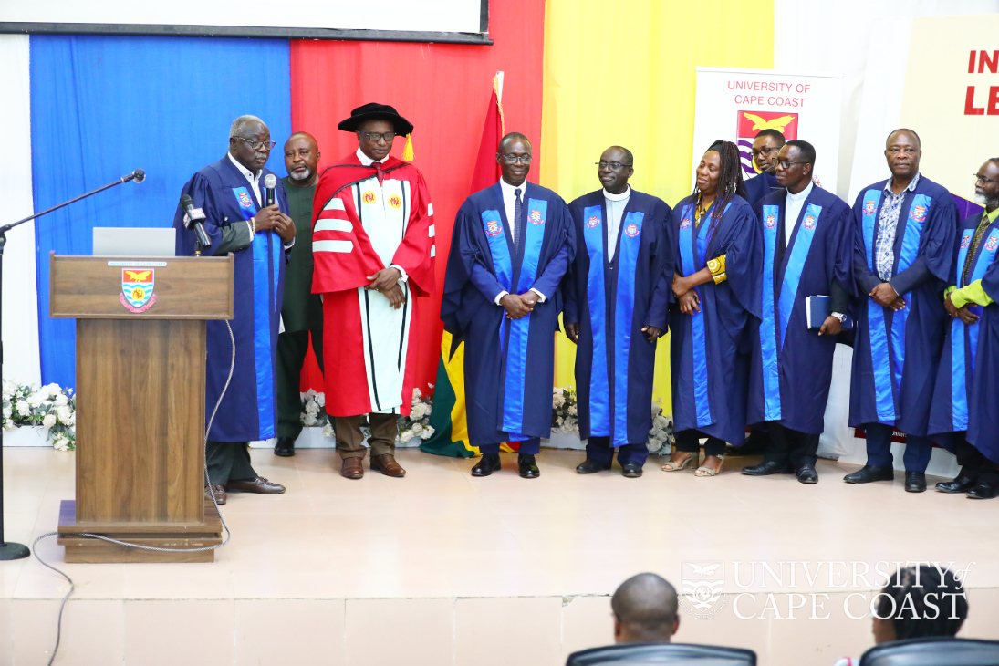Prof. Nyarko-Sampson being welcomed into the College of Professors ahead of his robing