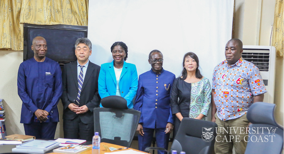 Vice-Chancellor of UCC, Prof. Johnson Nyarko Boampong (3rd from right) in a photo with Mr. Nuoki MIITORI and some distinguished guests at the event