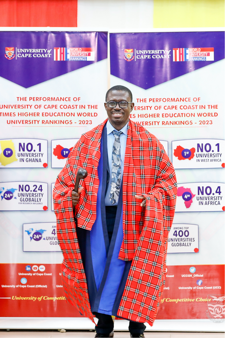 Prof Mensah decorated by a relation in the traditional clothes of the people of Masai in Kenya