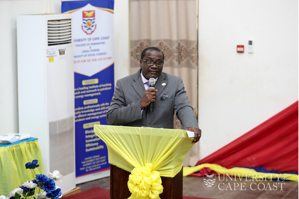 Prof. Philip Ebow Bondzi-Simpson speaking at the Research Grant Presentation Event