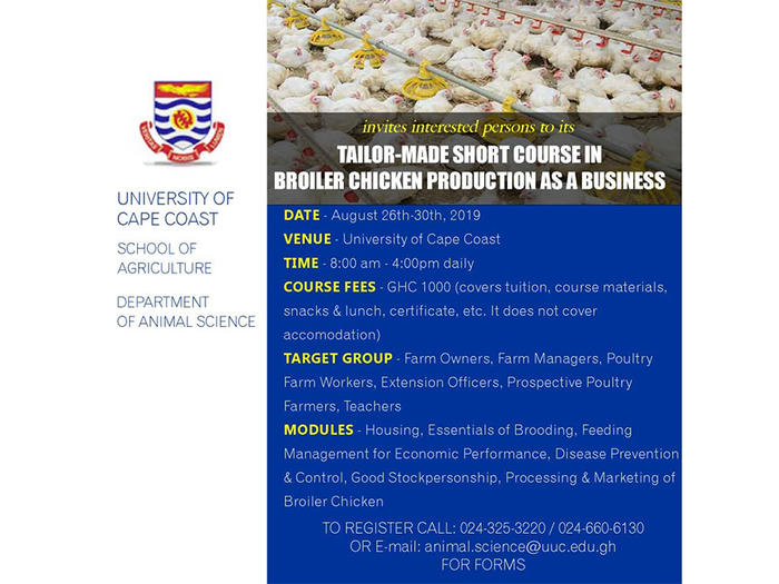 Tailor-Made Short Course in Broiler Chicken Producation Training Workshop poster Tailor-Made Short Course in Broiler Chicken Producation Training Workshop poster