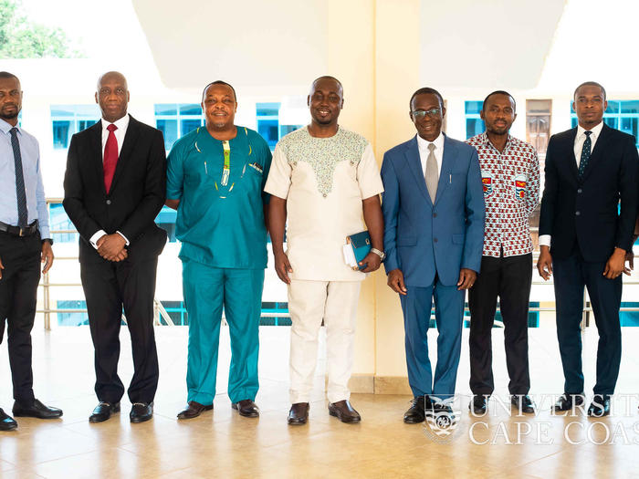 The Vice-Chancellor (Forth from right), the Registrar (second from left) with National Executives of