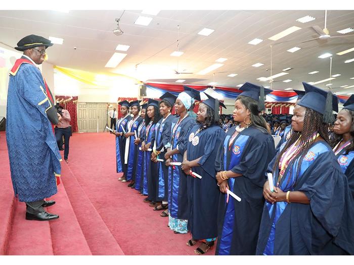 Vice-Chancellor, Prof. Joseph Ghartey Ampiah congratulating First Class graduates