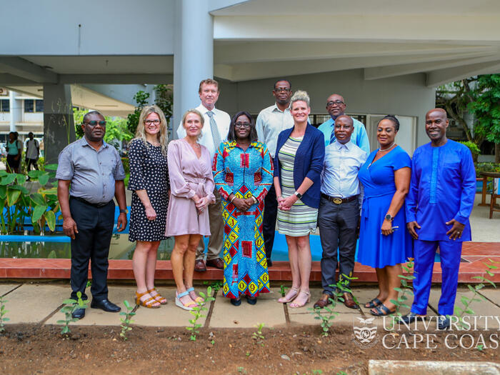 Group photo with representatives of School of Nursing and Midwifery and Innovation, Research and World Clinic  