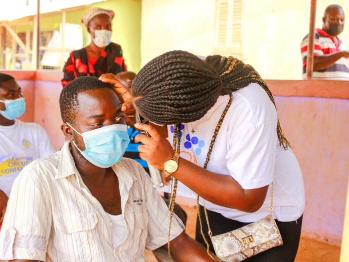 Community member receiving optometric services