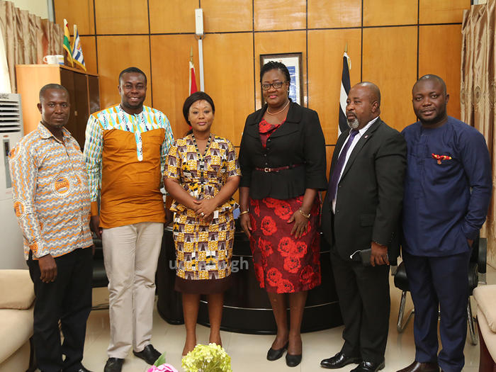 The GNPC representative, Mrs. Irene Asiama (3rd left) with the Pro Vice-Chancellor, Prof. Dora Edu-Buandoh and other officials of the University