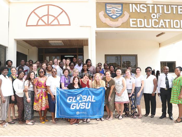 The GVSU team with staff of the School of Nursing and Midwifery