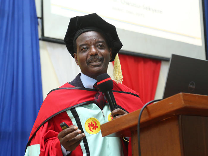 Prof. Owusu-Sekyere delivering his inaugural address Prof. Owusu-Sekyere delivering his inaugural address