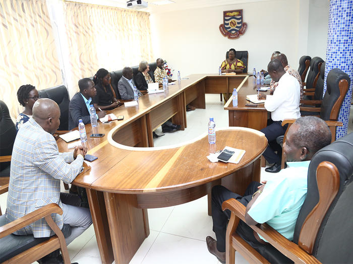 Prof. Dora Edu-Buandoh hosting the delegation at the Council Chamber