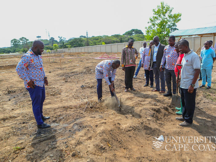 Vice-Chancellor, Prof. Johnson Nyarko Boampong cutting the sod for the start of the projects