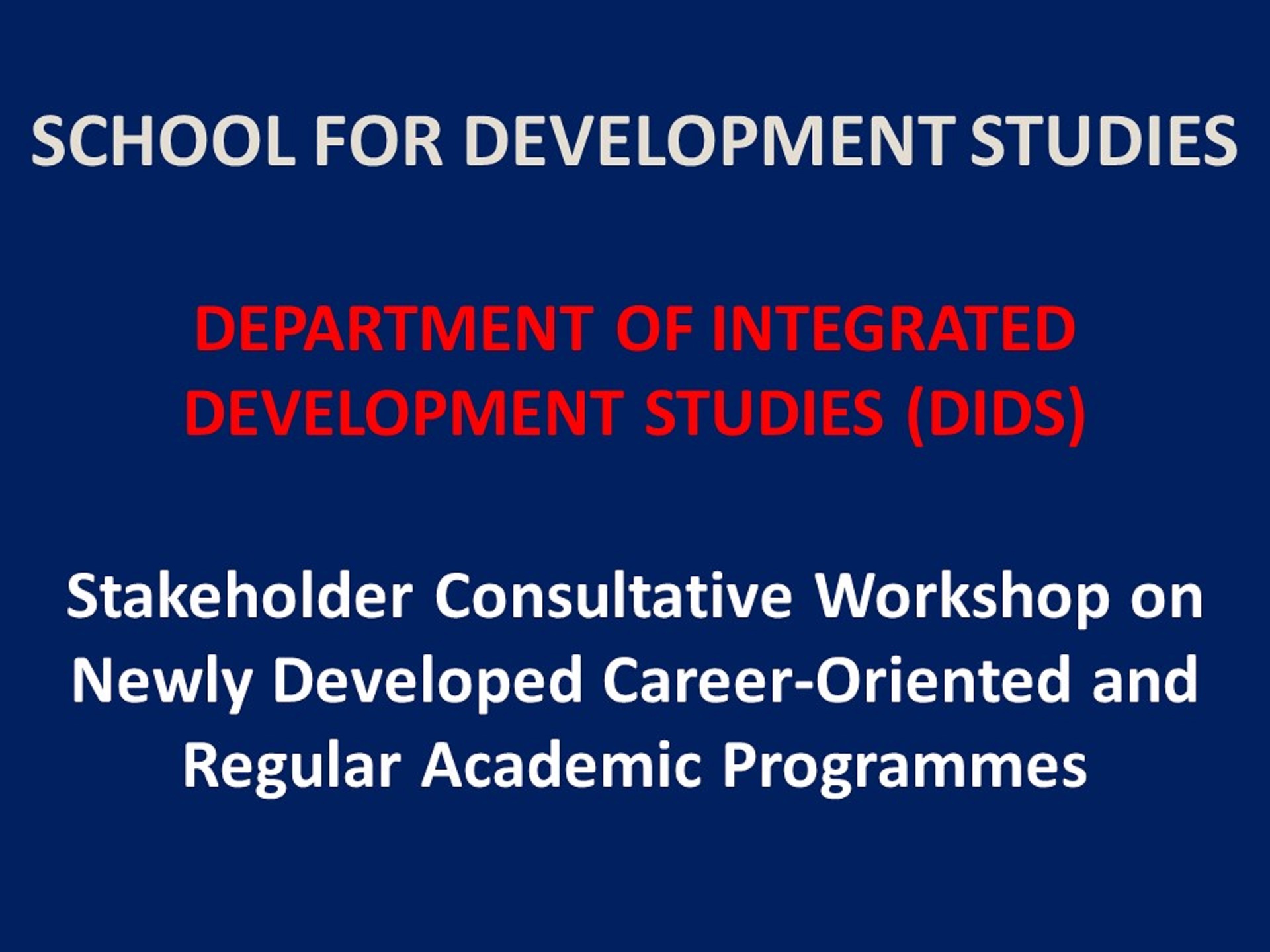 Department of Integrated Development Studies, UCC