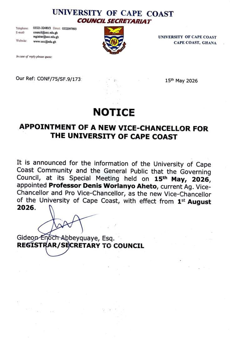 Statement on appointment of Vice-Chancellor
